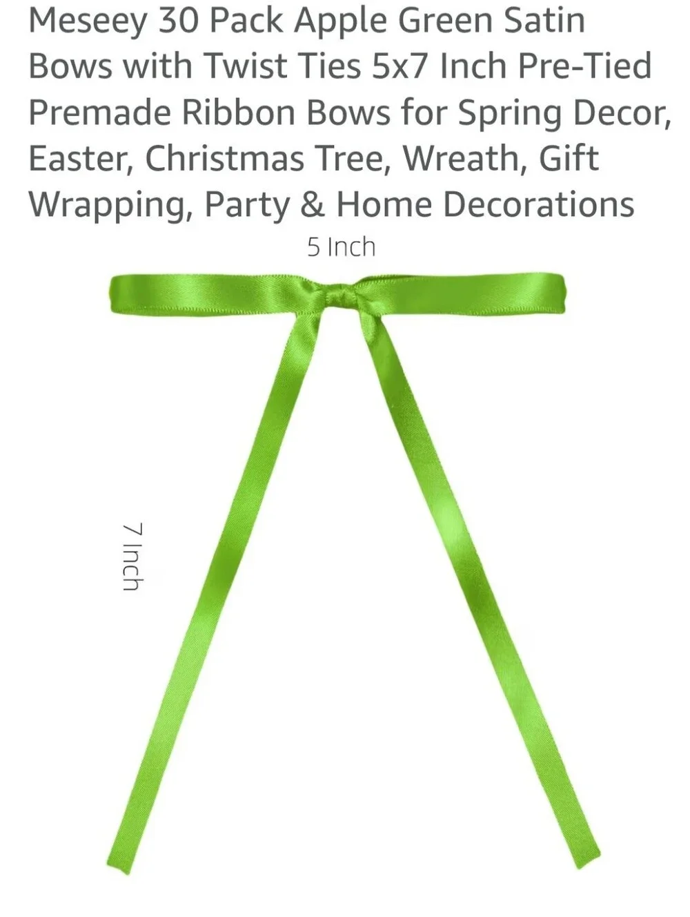 Bright Lime Green Satin Ribbon Bows. 30 count. NWT.